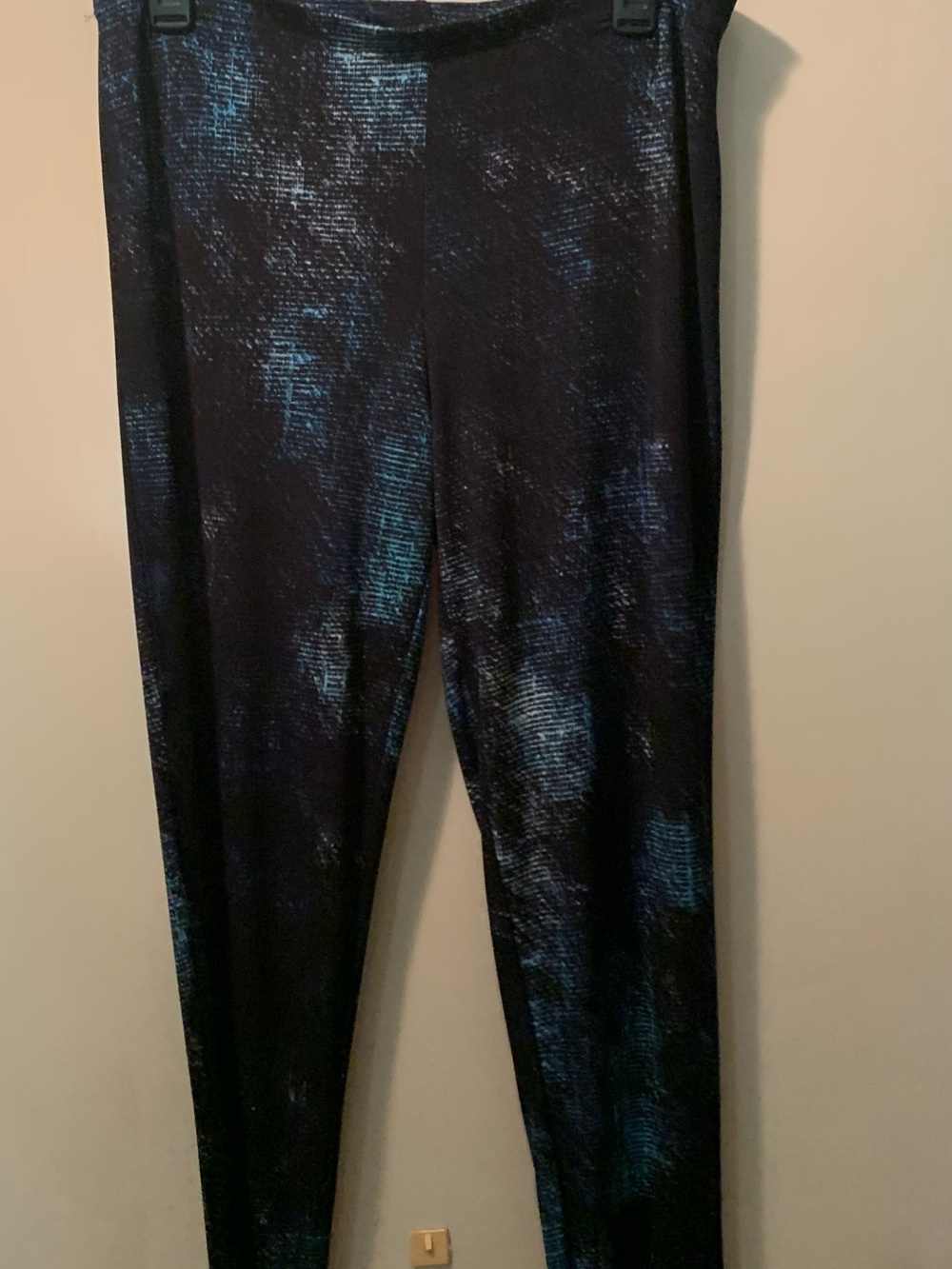 Clara Sun Woo Blue/Black Abstract Pull-On Travel Knit Pants – XL